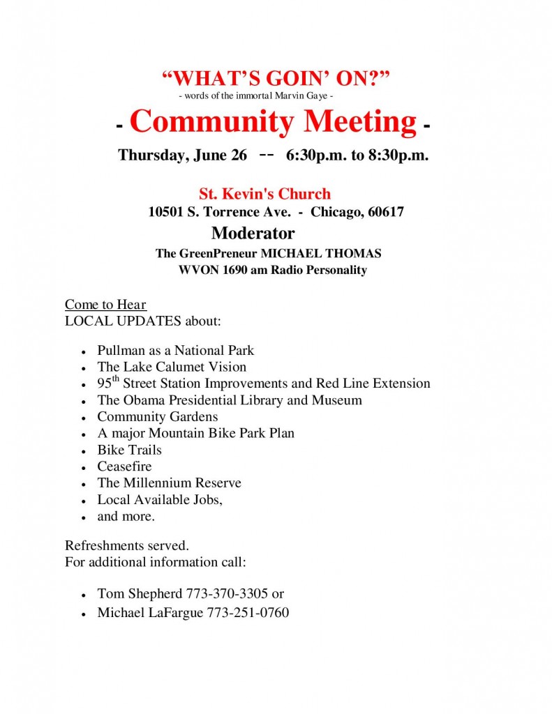 What's Goin On - community meeting St. Kevins Church