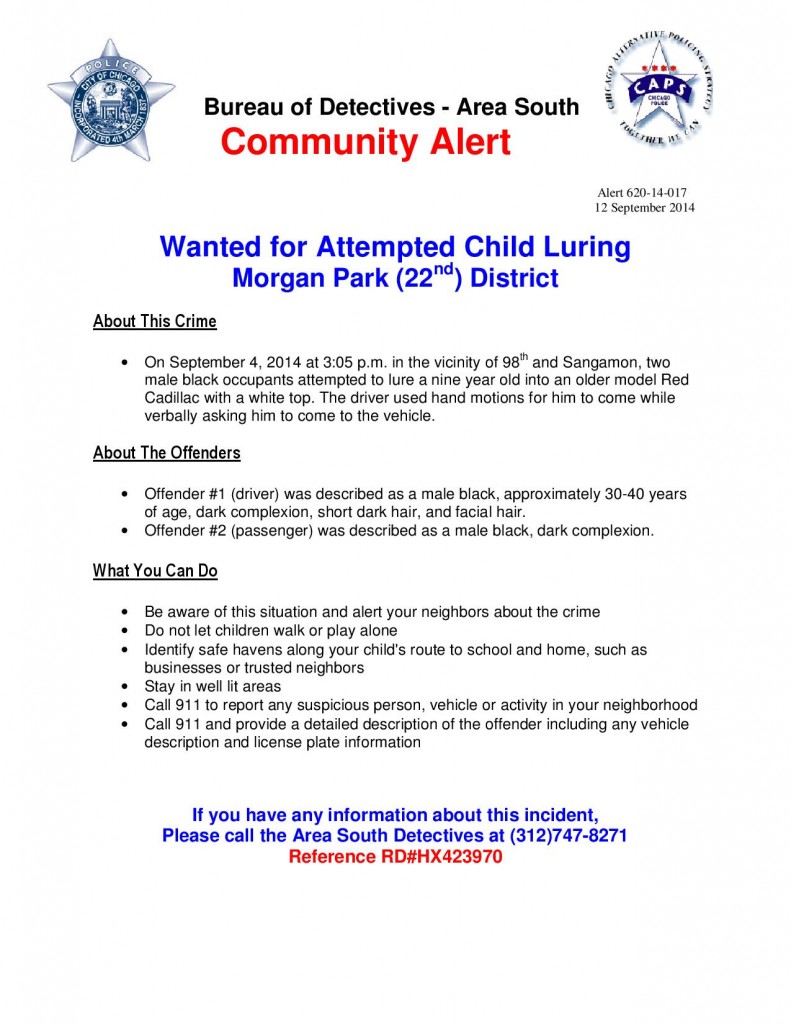 Community Alert- Attempted Child Abduction